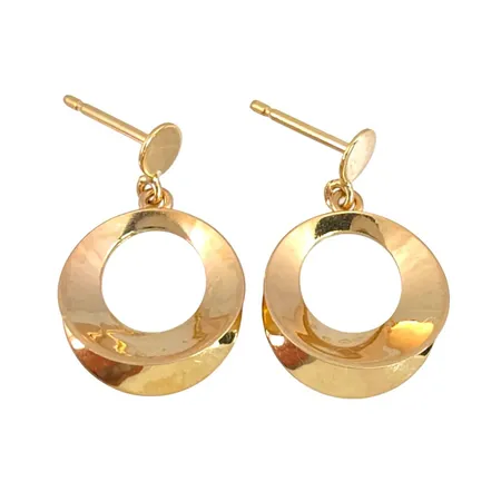 Örhängen i 18K guld, storlek 12x20 mm, tjocklek 6 mm, ploppar saknas, fint skick Vikt: 2,1 g