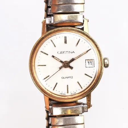 Damur Certina, 18K, Ø22mm, quartz, serienr:111.9199.68, , gravyr, flexarmband stål, inga tillbehör.