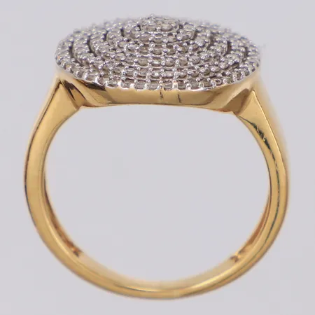 Ring med åttkantslipade diamanter ca 0,50ctv enligt gravyr, stl 17, bredd 15,5mm, GHA, en sten missfärgad, rödguld/vitguld, 18K  Vikt: 4,4 g