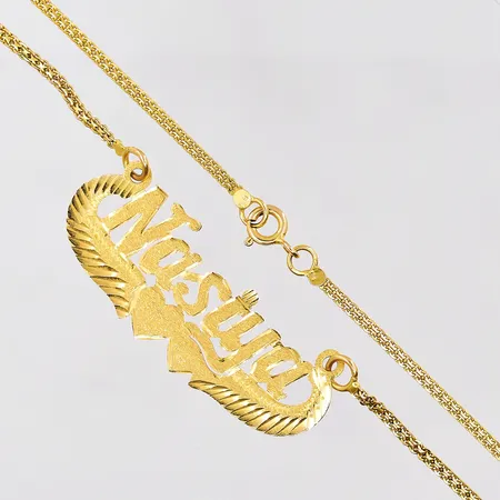 Collier men namnhänge längd 44cm veck på länk 21K Vikt: 7,3 g