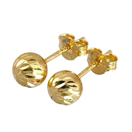 Örhängen Klot i 18K guld, mönstrad modell, Guldfynd (GHA), diameter 5 mm, originalploppar, fint skick Vikt: 0,5 g