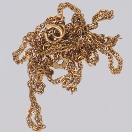 Kedja Singapore längd ca 47,5cm bredd 1,7mm defekt, knutar 14K Vikt: 1,1 g