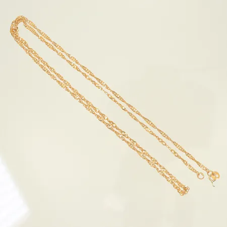 Halskedja Singapore längd 58cm, bredd 3mm, låsögla gått av,  18K, 6,3g Vikt: 6,3 g