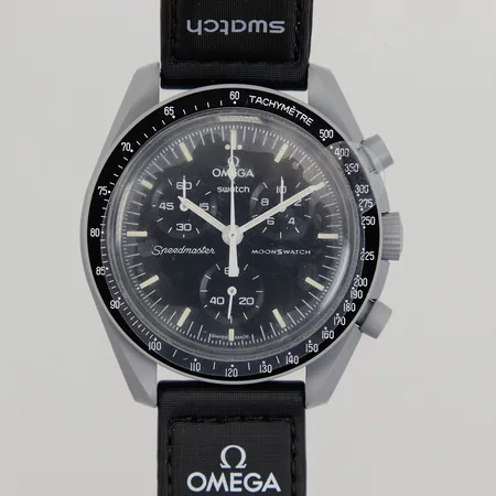 Herrur Omega X Swatch, Moonswatch, Mission to the Moon, bioceramic, quartz, Ø42mm, kronograf, velcro-band, plexiglas, box