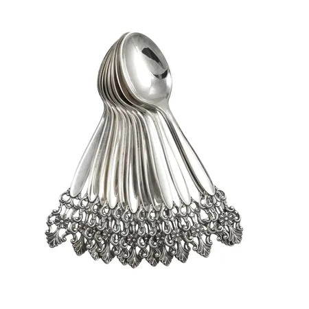 Kaffeskedar silver 830/1000, 12 stycken, längd 11 cm, gott bruksskick  Vikt: 160,2 g