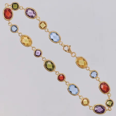 Armband med färgade stenar, längd 20cm, bredd 6,5mm, GHA, 18K. Bruttovikt 7,2g Vikt: 7,2 g