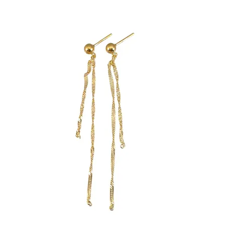 Örhängen, 18K guld, modell med hängande kedjor, total längd 58 och 60 mm, ploppar saknas, fint skick Vikt: 0,7 g