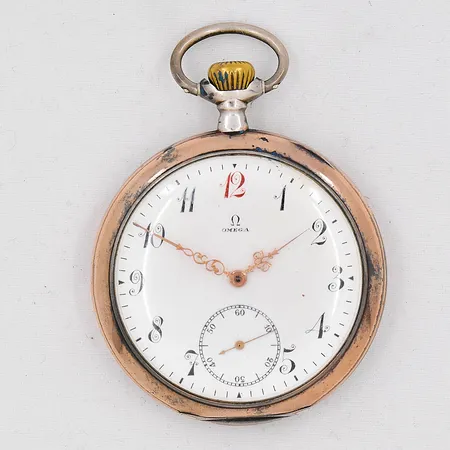 Fickur Omega Grand Prix 1900 Ø 51,5mm manuell silver 800/1000 klockkedja medföljer