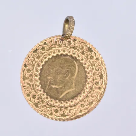 Hänge Ataturk 2023 Ø18mm, ögla ej i guld 21K. Vikt: 1,8 g