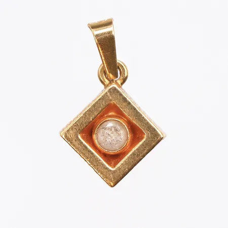Hänge med vit sten, längd:16,3mm, bredd:1cm, 18K Vikt: 1,7 g