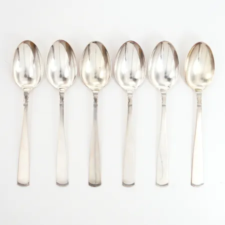 Sex matskedar modell Rosenholm längd: 18cm, silver 830/1000 Vikt: 243,8 g