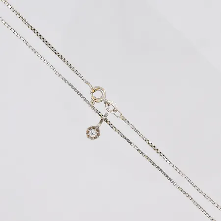 Kedja Venezia längd 42cm bredd 1,2mm vitguld, hänge diamant ca 0,07ct GFAB 18K Vikt: 4,3 g