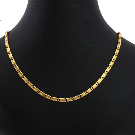 Halskedja i 18K guld, längd 50,0 cm, bredd 3 mm, fint skick Vikt: 18,3 g