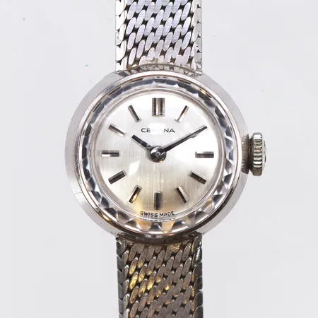 Damur, Certina, 18k vitguld, Ø17,1mm, serienr:752065, längd 19cm inklusive ur, manuell, armband i 18k vitguld, inga tillbehör.