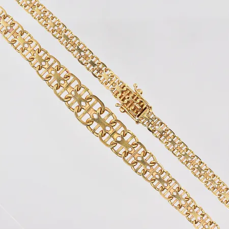 Collier X-länk längd 43,5cm doserad bredd 5-9mm 18K Vikt: 17,4 g