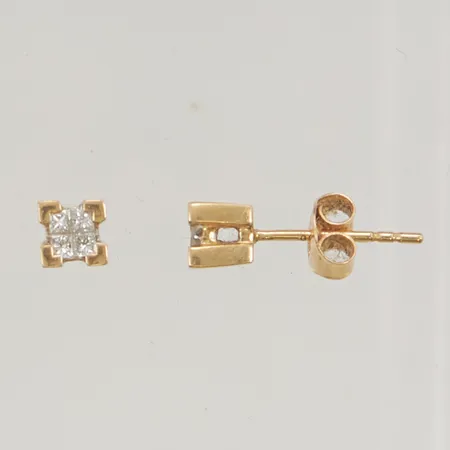 Örhängen med 4 diamanter Prinsesslipade GHA 18K 1,6g.