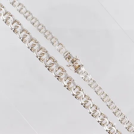 Collier Bismarck längd 48cm doserad bredd 6,3-9,5mm, defekt lås låsöglor trasiga silver 925/1000 Vikt: 28 g