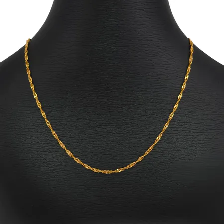 Halskedja Singapore, 21K guld, tillverkarstämpel KDRI, längd 47,5 cm, bredd 1,7 mm, fint skick Vikt: 3,9 g