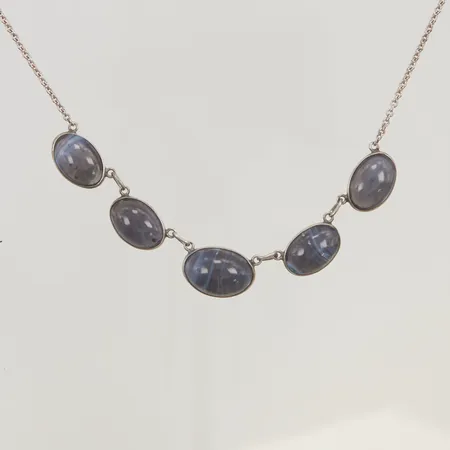 Collier med blåa stenar 42cm Silver S830/1000 19,3g.