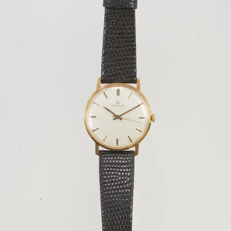 Herrur Certina 34mm 18K, manuell, gravyr, läderband,