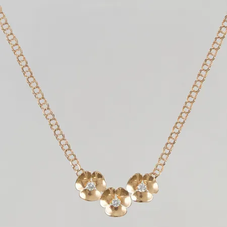 Collier Doserad Bismarck med blommor, 40cm, bredd:3,1-10,1mm 18K 5,6g.