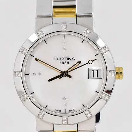 Damur Certina DS Stella Ø 31mm datum ref.nr C009210A diamantindex pärlemorurtavla stål, batteribyte behövs box och ytterkartong