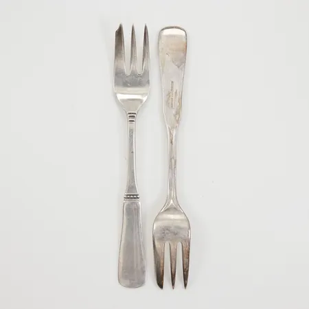 Efterrättsgafflar, 2st, Uppsala, 14cm, Silver 830/1000 Vikt: 51,2 g