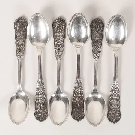 Sex skedar Norge längd 10cm, silver 830/1000 Vikt: 48,1 g