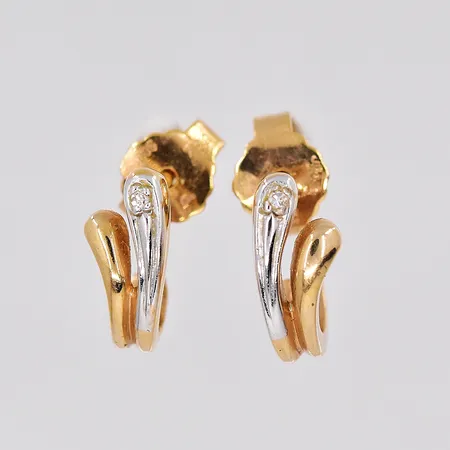 Örhängen diamanter ca 0,005ct/st vitguld/gulguld 18K Vikt: 2,5 g