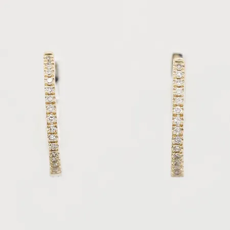 Örhängen creoler med diamanter ca 60xca0,005ct Ø13mm, bredd 1mm, tvåfärgade, 14K Vikt: 0,9 g