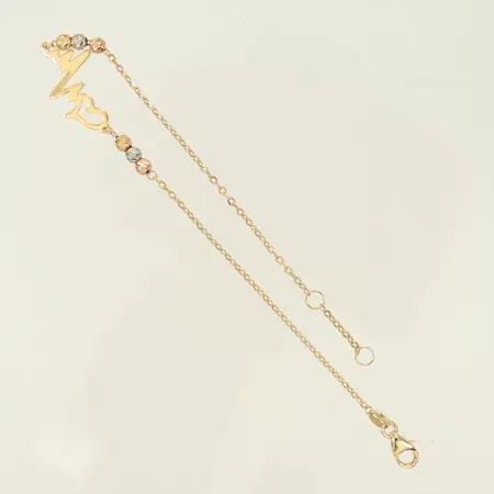 Armband med kulor och hjärta längd 16,5-17,5cm, bredd 1-11mm, 18K, 1,7g Vikt: 1,7 g