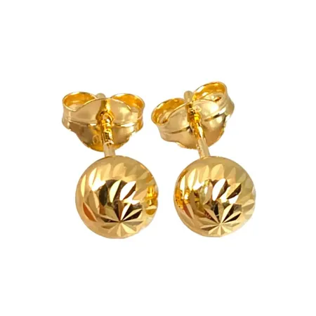 Örhängen Klot i 18K guld, mönstrad modell, Guldfynd (GHA), diameter 4,7 mm, originalploppar, fint skick Vikt: 0,5 g
