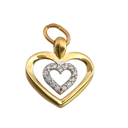 Hänge Hjärta, 18K guld, vita stenar, Hallbergs Guldsmeds Ab (CGH), svensk kontrollstämpel, längd inkl. ögla 20 mm, bredd 16 mm, tjocklek 2 mm, ej ihoplödad ögla Vikt: 1,6 g