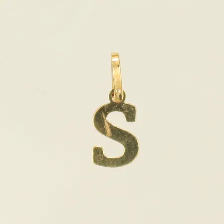 Hänge "S" längd 12mm inkl ögla, bredd 5mm, 18K, 0,2g Vikt: 0,2 g