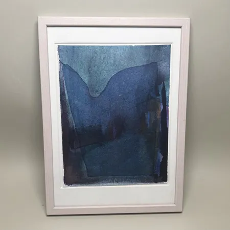 Akvarellmålning Ann Nyström-grundell, "Blått Möte", 1997 16x22cm Skickas med postpaket.