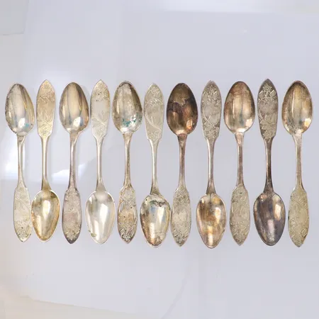 11 Kaffeskedar, modell tornedal, längd 12cm, 830/1000 silver Vikt: 134,4 g