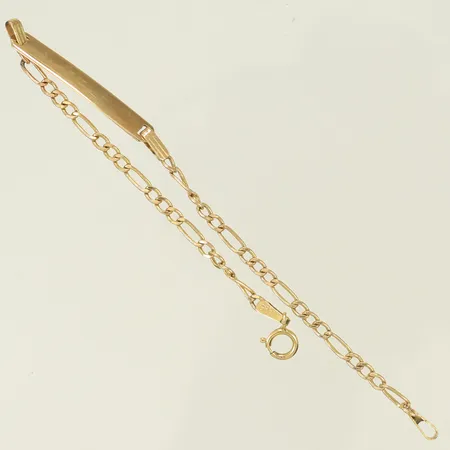 Armband Figaro med platta längd 15,5cm, bredd 3-4mm, några vridna länkdelar, 14K, 1,5g Vikt: 1,5 g