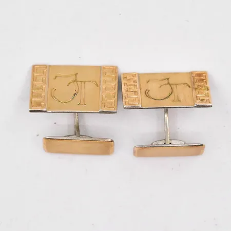 Manschettknappar ca 14x21mm monogram JT förgyllt silver 830/1000 Vikt: 10 g