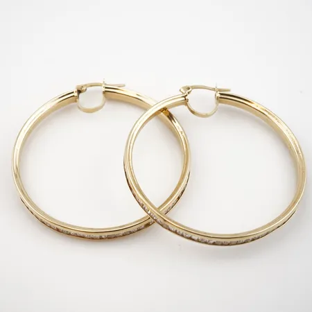 Örhängen m vita stenar,Ø50mm, 14k Vikt: 11,5 g