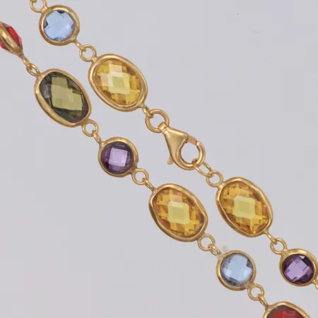 Collier med färgade stenar, längd 46cm, bredd 6,5mm, GHA, 18K. Bruttovikt 16,2g Vikt: 16,2 g