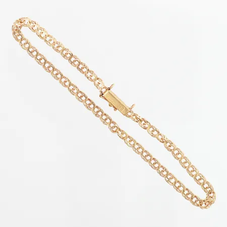 Armband Bismarck 17,5cm bredd: 3mm, skevheter på länk, 18K Vikt: 3,6 g
