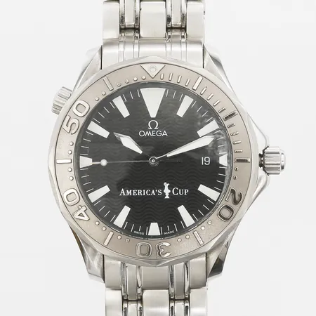 Herrur Omega Seamaster America's Cup, stål/vitguld, automatisk, 41mm, refnr 2533.50.00, snr 60506790, limited edition nr 3947/9999, certifikat 14.04.00, tag, manualer, box med slitage, ytterkartong