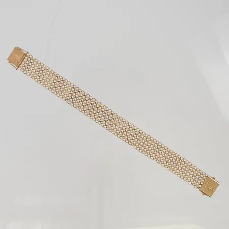 Armband 5 radig x-länk, 19cm bredd:14,4mm 18K, 16,9g.