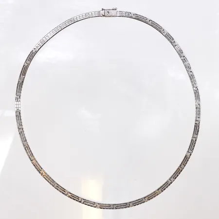 Collier, längd:43cm, bredd:4mm, 835/1000 silver. Vikt: 19,3 g