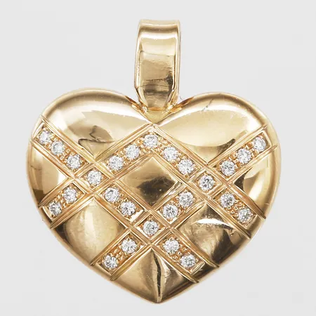 Hänge hjärta med diamanter 27xca0,02ct, längd 29mm, bredd 26mm, ostämplad, 18K Vikt: 18,1 g