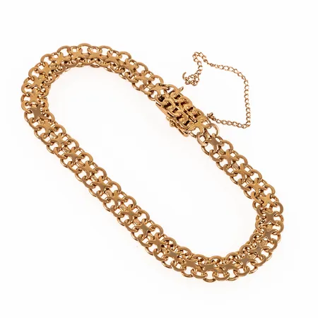 Armband X-länk 20cm bredd 7,5mm, defekt säkerhetskedja, 18K 14,7g. 