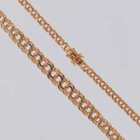 Collier Bismarck doserad Guldsmedjan Hilden Holger år 1985 Sala längd 42cm bredd 4,0-7,6mm 18K Vikt: 20 g