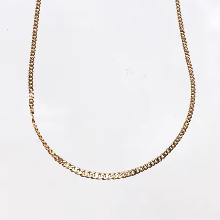 Kedja doserad Pansar, längd:44cm, bredd:1,3-2,6mm, skev länk, 18K. Vikt: 4,3 g