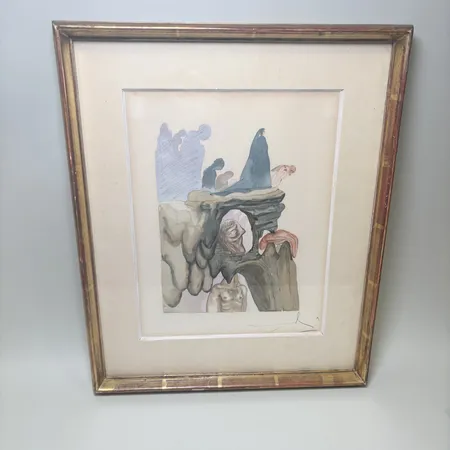 Träsnitt Salvador Dalí, The Inferno, Canto 22: 24x32cm Rammått 37x46cm Ej examinerad ur ram. Skickas med postpaket.