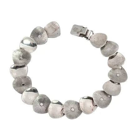 Retro Armband 1950-tal silver ALTON Falköping 1958, längd 19 cm, bredd 13 mm, kontrollstämpel Vikt: 16,5 g
